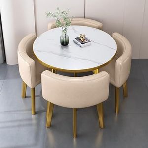 Eettafel en stoelen set 4, perfect voor balkon, coffeeshop, lounge en meer, de stoelpoten zijn ontworpen met antislipmatten om de vloer te beschermen en stabiliteit te garanderen Ruimtebesparend