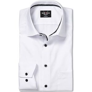 Marvelis heren business overhemd body fit effen, kleur:wit, maat:38