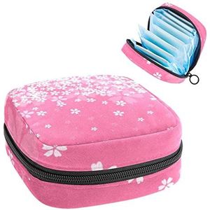 Opbergtas voor maandverband Pads, Menstruatie Cup Pouch, Periode Bag Organizer voor vrouwelijke Pads Tampons, Kersenbloesems