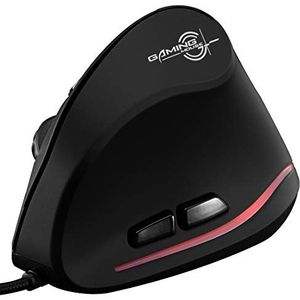 ZLOT Bedrade verticale muis, ergonomisch ontwerp USB LED optische muis met 6 knoppen en 4 instelbare gevoeligheid 1200/1600/2400/3200 DPI voor kantoor, gaming, pc, computer, laptop, desktop, zwart..
