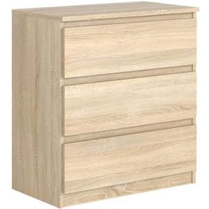 MebLocker Commode met 3 schuifladen, ideaal voor woonkamer, slaapkamer, kinderkamer, tienerkamer en kantoor, moderne elegante oplossing voor stijlvolle opslag en organisatie (Sonoma eiken)