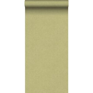 behang linnenstructuur licht olijf groen 53 cm x 10 m - van Sanders & Sanders