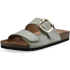 WHITE MOUNTAIN Granitas platte sandalen voor dames, saliegroen suède, 35 EU