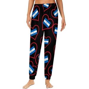 Liefde Nicaragua rood hart dames pyjama lounge broek elastische tailleband nachtkleding broek print