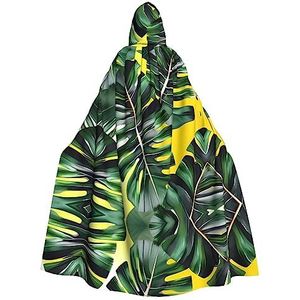 FRESQA Tropische banaan palmbladeren Unisex Hooded Lange Polyester Cape, Cosplay Kostuums Kerstfeest Vampieren Mantel