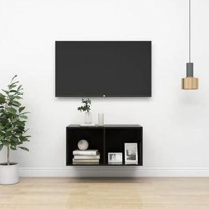 DIGBYS Wandmontage TV-kast Hoogglans Zwart 37x37x72 cm Engineered Wood