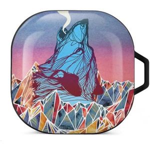 Wolf vulkaan oordopjes hoesje compatibel met Samsung hard shell beschermhoes zwart-stijl