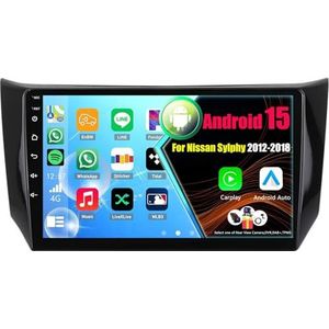Android 15 Autoradio Voor Nissan Sylphy 2012-2018 met Draadloze Carplay Android Auto, 9 Inch Autoscherm Soporta Bluetooth WIFI GPS FM/RDS(A,8Core(2+32GB))