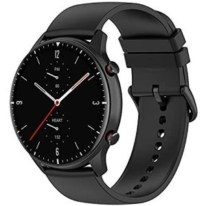 Tiggo 22 mm horlogebandje compatibel met de Huami Amazfit GTR 2e / 2. Siliconen horlogebandje, polsbandje, vervangend horlogebandje voor de Huami Amazfit 3 Stratos / 47 mm / 2 Stratos (zwart), Siliconen