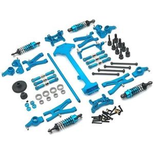KUENCE Geschikt voor WLtoys 1/18 A959 A949 A969 A979 K929 Afstandsbediening Auto Upgrade Onderdelen, Metalen Modificatie 19-delige Set (Blau)
