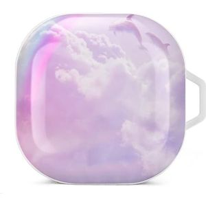 Magic Rainbow Fantasy Cloud Doplins Oordopjes Hoesje Compatibel met Samsung Hard Shell Beschermhoes Wit-Stijl