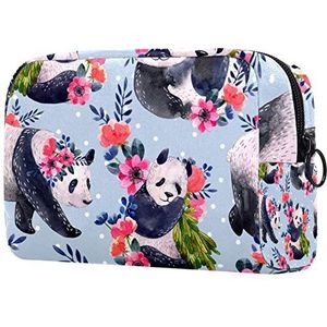 met ritssluiting toilettas panda blauwe make-up tas cosmetische reisorganisator voor vrouwen