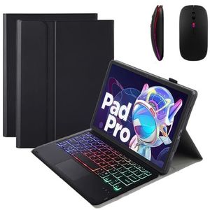 GUPENAA Toetsenbordhoes voor Lenovo Tab M11 11"" 2024 (TB330FU/TB330XU), 7 Kleuren Achtergrondverlichting, Magnetisch Afneembaar Draadloos Bluetooth-Toetsenbord met Muis,zwart
