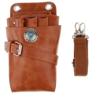 FOVAOK Echt Lederen Schaar Holster Riem Pouch Voor Kappers Haar Stylist Kapper Schaar Shear Kappers Taille Houder, Bruin, 2PCS