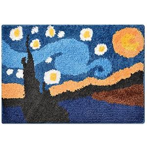 Feblilac Starry Night Badmat, Van Gogh Art badkamertapijt, leuke leuke zachte badmat, getuft garenmat voor badkamer, cadeau voor kunstliefhebber, 40 x 60 cm