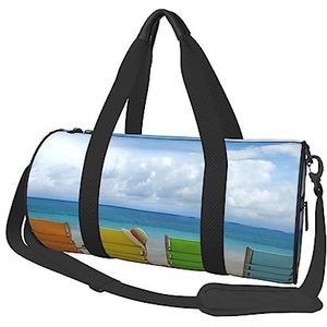 Kleurrijke Stoelen Palm Tree Reizen Duffel Bag Gym Tote Bag Lichtgewicht Bagage Tas Voor Weekender Sport Vakantie, Zwart, Eén maat