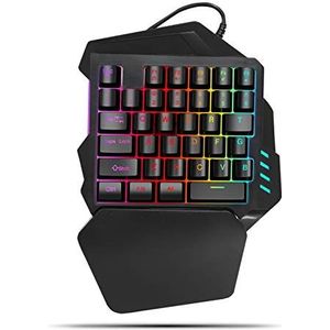 Eenhandig toetsenbord, mini-gamingtoetsenbord Gaming-toetsenbord Linkshandig membraan Keycap-gamingtoetsenbord voor Win XP-computer