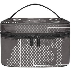 Zwarte Ghana Kaart Infographic Make-up Organizer Bag, Reizen Make-up Tas Organizer Case Draagbare Cosmetische Tas voor Vrouwen en Meisjes Toiletartikelen, Meerkleurig, 22.5x15x13.8cm/8.9x5.9x5.4in