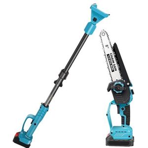 Accu-snoeier, accu, 20 inch voor Makita 21 V, borstelloze telescopische takkenzaag, 2-in-1 mini 8 inch accu-kettingzaag en telescopische elektrische hoogsnoeier, werkhoogte tot 4,5 m (zonder accu)