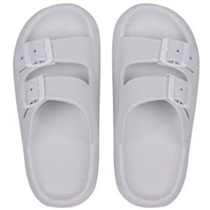 MOEIDO Damespantoffels Woman Summer Slippers Fashion Women Indoor Soft Sole Slides Women Sandals Buckle Platform Flip Flops Shoes (Color : White, Size : 36-37(Fits 35-36))