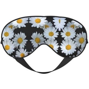 Madeliefjes wit bedrukt zacht oogmasker, dubbelzijdige zachte oogbedekking voor slaap, reizen, yoga, verstelbare riem, blokkeert licht
