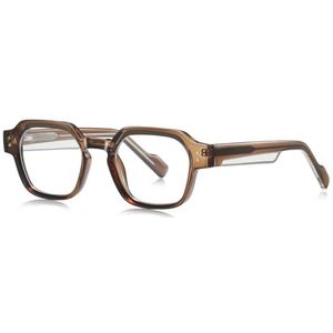 moomoobird Blauw licht blokkerende bril vierkante bril retro bril montuur voor mannen vrouwen TR90 montuur bril, bruin met helder