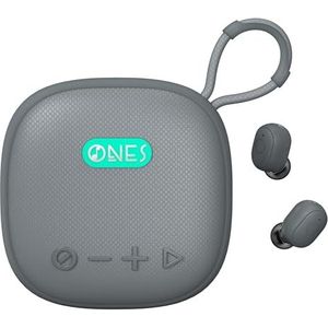 ONES Draadloze luidspreker met oordopjes 2-in-1, Hi-Res Audio, Smart [24 uur luidspreker/60 uur oordopjes batterij] [FM-radio/AUX/TF & USB-ingang] [Game/Muziekmodus] Draagbaar compact ontwerp