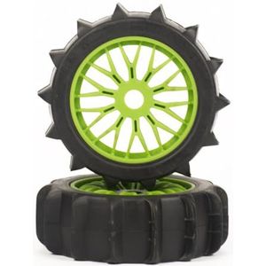 MANGRY RC Auto-onderdelen 1/8 Off-road korte-cursus vrachtwagen Afstandsbediening Modelauto's Woestijnbanden Watervlotter Zand Sneeuwband Wiel Wielen 17MM (Size : Green 2pcs)