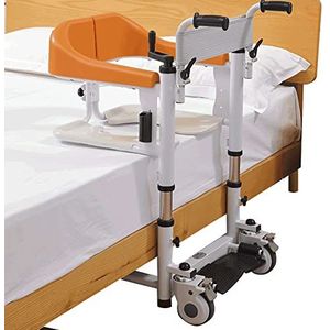 BOTOWI Patiëntenlift patiënt transferstoel, bed Commode stoel met 180° gesplitste zitting, rolstoellift met handzwengel, 20cm bereik aanpassen hoogte handicap douche stoel, belasting 150kg
