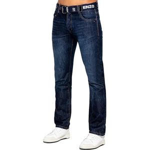 ﻿989Zé ENZO Herenbroek Regular Fit Werkbroek Jeans Met Riem EZ384 DONKERBLAUW 32W / 30L