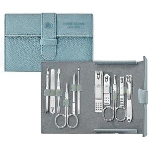 Manicureset - Veelkleurige PU-leren Etui - 11 Stuks - Koolstofstaal