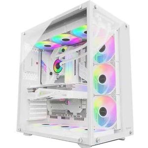 Mid-Tower Computerbehuizing ATXMATXMINI-ITX, Desktopcomputerbehuizing Van Aluminiumlegering, Verticale GPU-beugel Ondersteunt Waterkoeling(White)