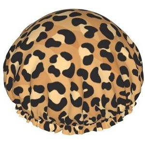 Luipaardprint Cheetah Skin Douche Cap,Nachtmutsje Dubbellaags Waterdichte Elastische Badmuts Herbruikbare Badmuts