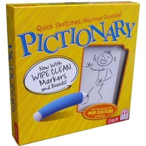 Pictionary Drawing Game, Board Game for Family, Kids, Teens and Adults, White Boards, Markers, Adult and Junior Clue Cards, Gift for 8 Years+, DKD49
