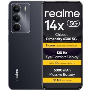 realme 14X 5G Smartphone 8+256 GB, Dimensity 6300 5G Chipset, 120Hz Eye Comfort Display, Military-Grade Shock Resistance, 50MP AI Camera, 5000mAh Massive Battery, Black rr