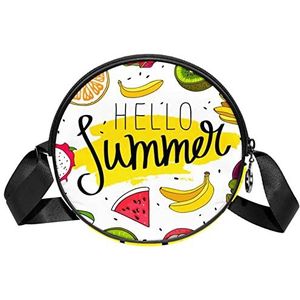 Messenger Bag Hello Summer Fruit Crossbody Tas voor Vrouwen Rond, Meerkleurig, 6.7x6.7x2.3 in, Sling Rugzakken