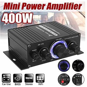 Audioversterker, AK380 80 0W 12V Stroomversterker Bluetooth 5.0 Stereo Home Auto BAS Audio Amp Muziekspeler Bluetooth Autoluidspreker Klasse D FM USB/SD(AK170)