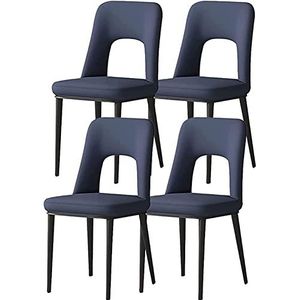 GEIRONV Moderne eetkamerstoelen Set van 4, PU-lederen accentstoelen Gestoffeerde vrijetijdsstoelen for Office Lounge met koolstofstalen poten Eetstoelen (Color : Blue, Size : 85 * 48 * 40cm)