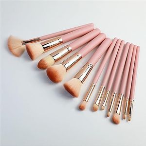 MQPALZKD 12-delige roze make-upborstelset Foundation-borstel Blush losse poederborstel Oogschaduw Beauty Tools