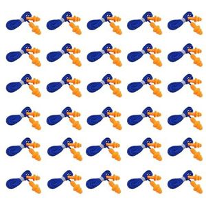 FUIPVGI 30 paar oordopjes met snoer, herbruikbare siliconen oordopjes, slaapruisonderdrukking, voor ruisonderdrukking en gehoorbescherming (oranje)