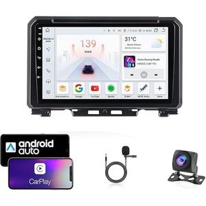9 Inch Autoradio Compatibel voor Suzuki Jimny 2018-2020 met GPS Navigatie CarPlay Android Auto Acht-Core 4G Bluetooth WiFi MirrorLink Stuurwiel Afstandsbediening(T6 8 Core 4G+Wifi 8G+128G)