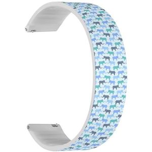 RYANUKA Solo Loop band compatibel met Ticwatch Pro 3 Ultra GPS/Pro 3 GPS/Pro 4G LTE / E2 / S2 (schattige olifanten gerasteriseerd) snelsluiting 22 mm rekbare siliconen band accessoire, Siliconen, Geen