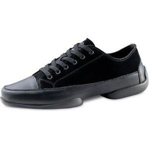 Anna Kern Heren Dance sneakers 4045 - leer/suède zwart - gedeelde PU-zool - normale breedte - uitneembaar voetbed - 1 cm sneakerhak, zwart, 42.50 EU