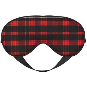 Geruite Rode en Zwarte Print Comfortabele Oogmasker Ademend Verstelbare Mannen Vrouwen Lichtgewicht Reizen Yoga Werk