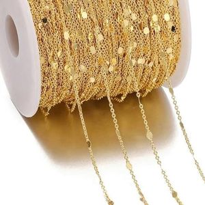 1/2 meter pailletten ketting goudkleurige ketting metaal koperen kabelkettingen bevindingen voor doe-het-zelf armband sieraden maken benodigdheden-goud-1,8 mm x 1 meter