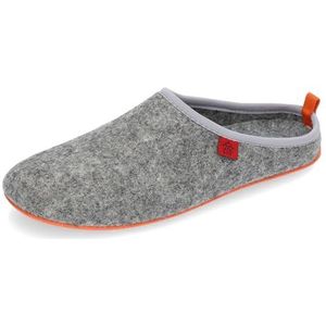 Andrés Machado - Sloffen Jongens/Meisjes - DYNAMIC - unisex pantoffels - wol en vilt/uitneembare binnenzool - Grijs/oranje, EU 38