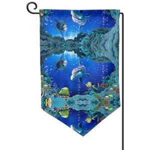 3d onderwater wereld vis dolphi tuin vlag dubbelzijdige boerderij tuin vlag lente zomer buiten decoratie 30 x 45 cm