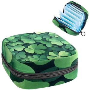 Opbergtas voor maandverband, St. Patrick's Day naadloos geometrisch patroon, draagbare menstruatiematas, inlegkruisjes, tampons, maandverband, opberghouder voor vrouwen, school, kantoor