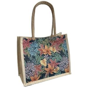 Tote Linnen Tassen Casual Vrouwen Bloemen Tote Schoudertas Retro Grote Capaciteit Crossbody Tassen Voor Vrouwen Linnen Rits Handtassen Jute Tote Tassen, Rood, Eén maat