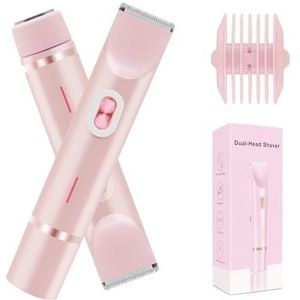 Horuili® oplaadbare bikinitrimmer met dubbele kop voor vrouwen en mannen - intieme scheerapparaat voor een gladde huid - elektrische bikinilijn-ontharingsapparaat voor gevoelige zones